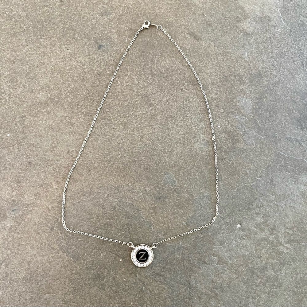 Costume Necklace with  Z Surrounded by Diamonds